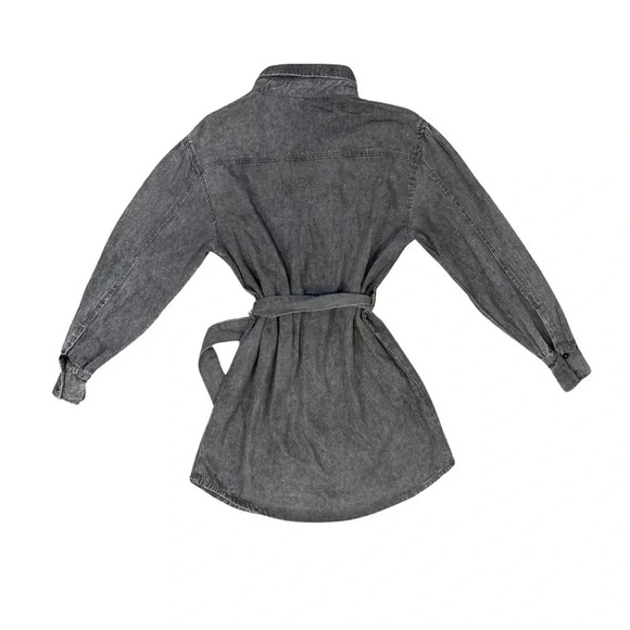 Avec Les Filles Denim Shirt Dress | Gray Black | Size M - Picture 5 of 7